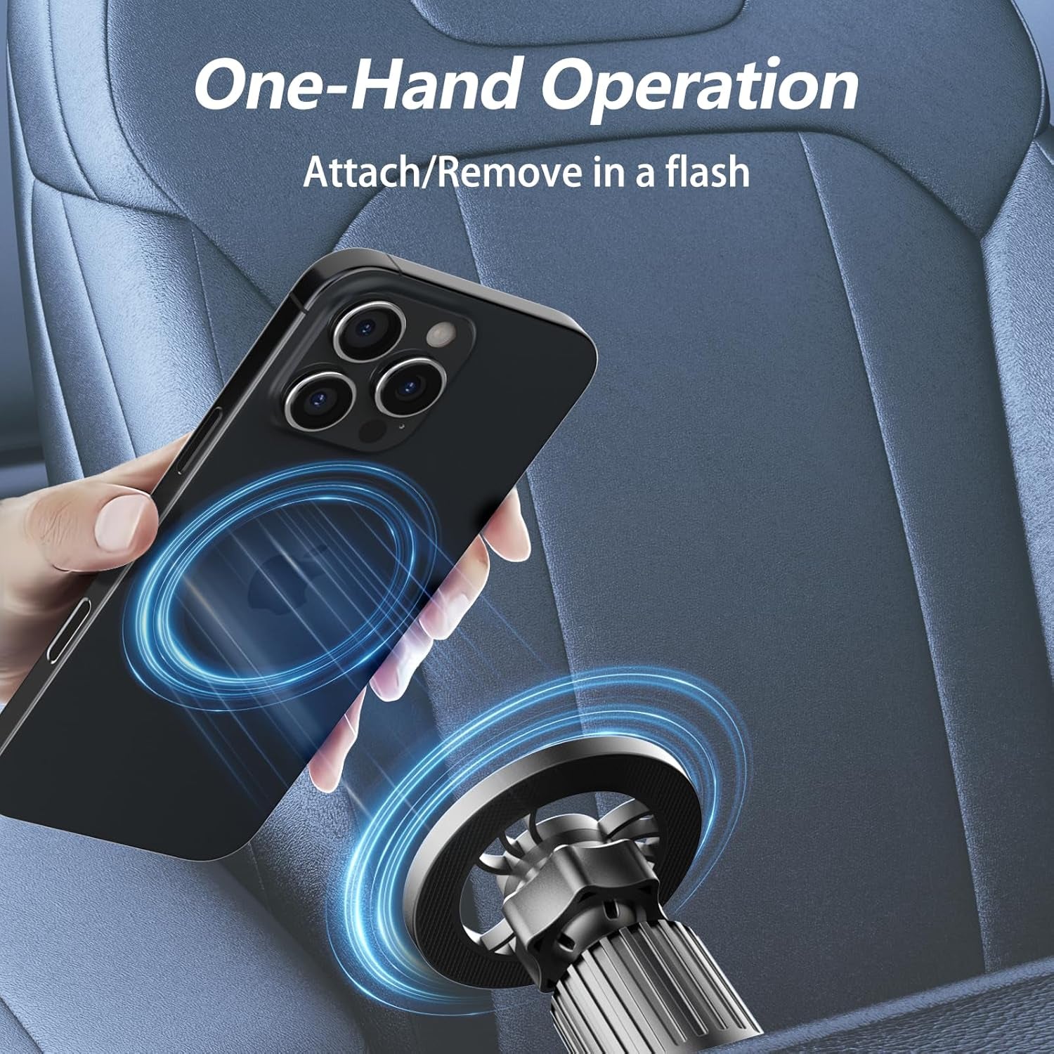 MagSafe Car Mount with 360° Flexible Rotation and 20X Strong Magnets, Upgraded Metal Hook, Hands-Free Phone Holder Compatible with iPhone 16/15/14/13/12 Series, Black