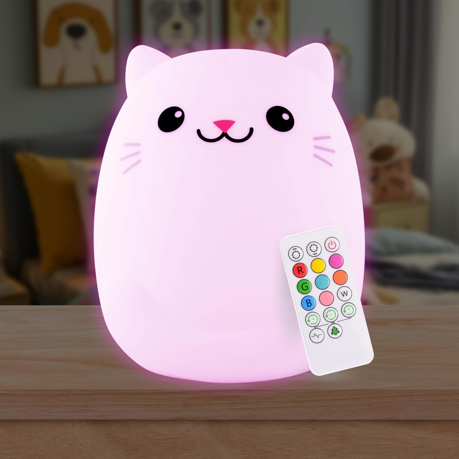 Lumipets Remote Control Silicone Night Light for Kids - Puppy Dog Design with 9 Soft Colors & Sleep Timer - Rechargeable, Battery-Operated Lamp for Bedroom | Baby Nursery, Toddler, Girls, Boys