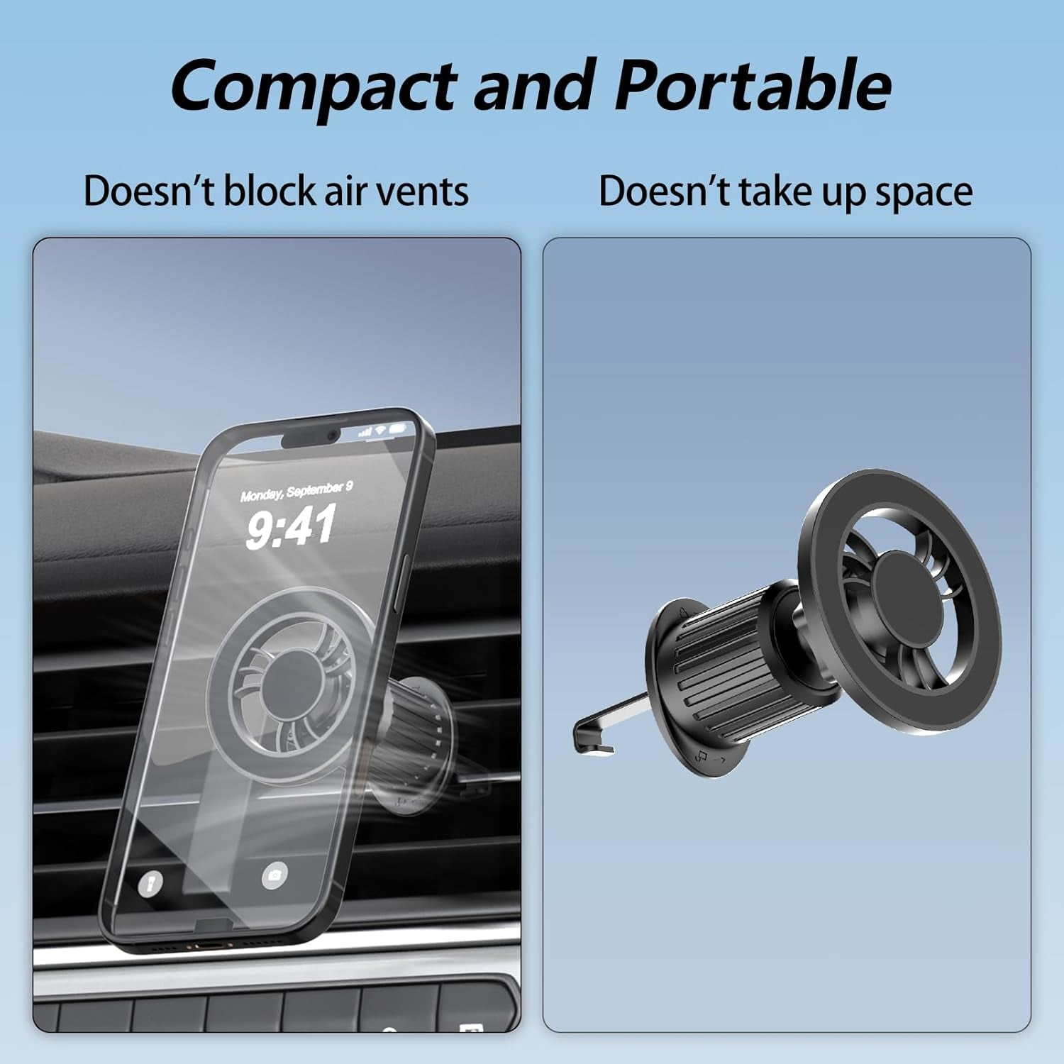 MagSafe Car Mount with 360° Flexible Rotation and 20X Strong Magnets, Upgraded Metal Hook, Hands-Free Phone Holder Compatible with iPhone 16/15/14/13/12 Series, Black
