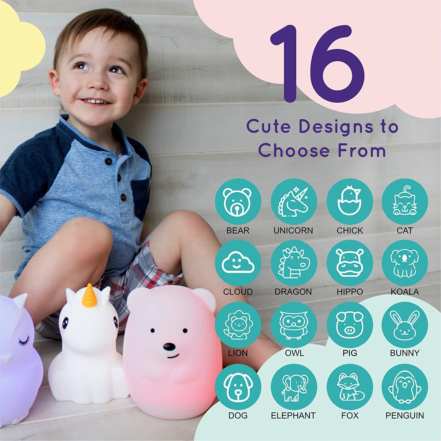Lumipets Remote Control Silicone Night Light for Kids - Puppy Dog Design with 9 Soft Colors & Sleep Timer - Rechargeable, Battery-Operated Lamp for Bedroom | Baby Nursery, Toddler, Girls, Boys