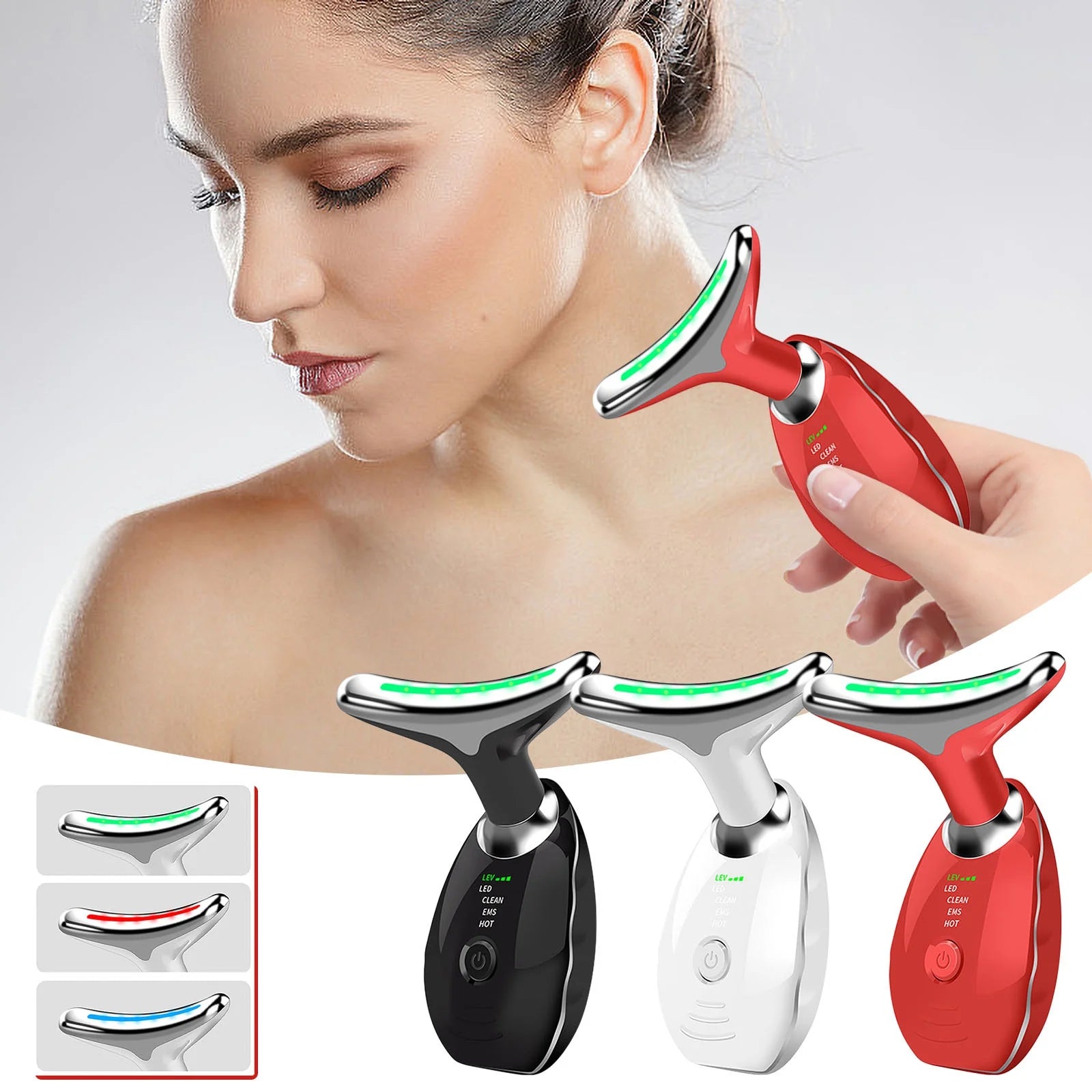 Wavy Chic Beauty Microcurrent Facial Device, Multifunctional Facial Skin Care Massager with 7 Color Massage Modes, 2024 Best Electric Neck Face Lifting Massager, Reduce Fine Lines Wrinkles(Black)