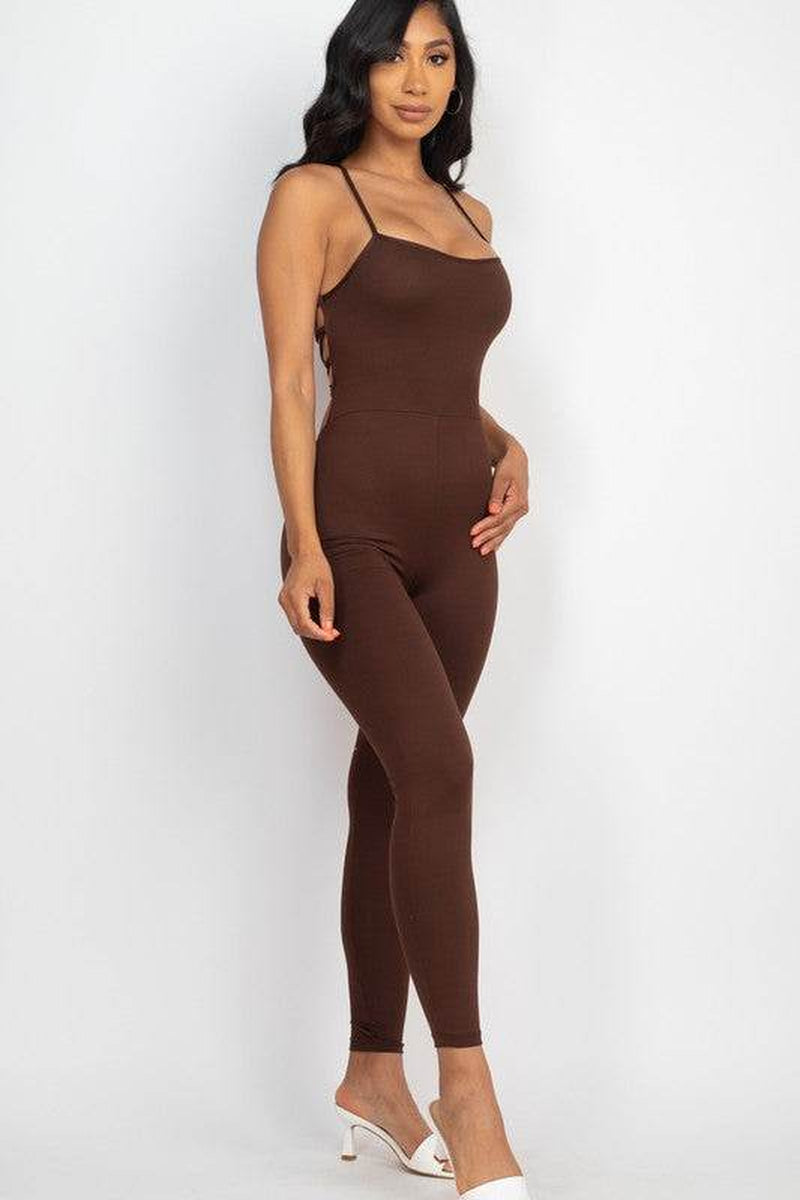 Stylish Criss-Cross Open Back Bodycon Jumpsuit for Effortless Elegance