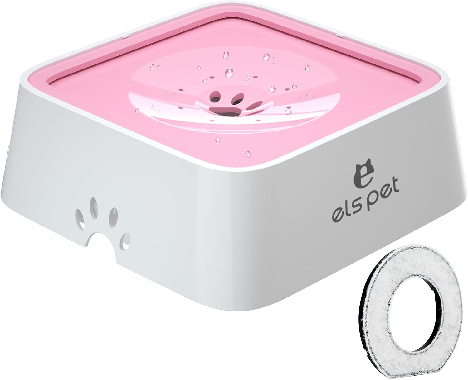 ELS PET Travel Bowl, No Spill, No Drip Slow Water Feeder/Dispenser for Dogs, Cats, 35Oz/1L (Grey)