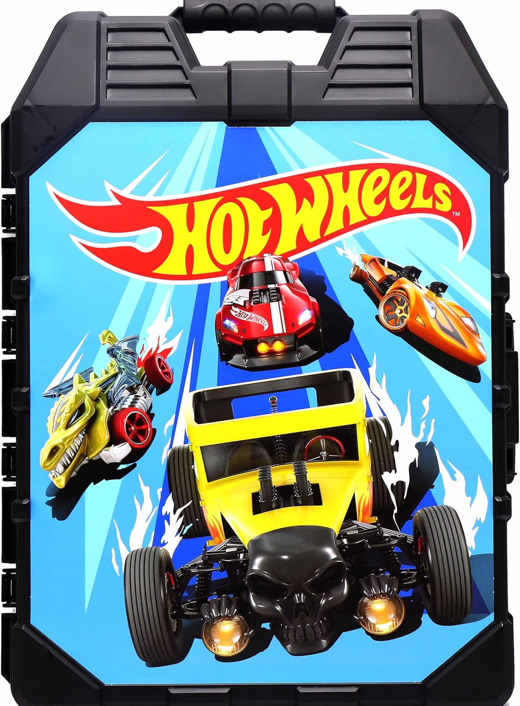 Hot Wheels 48-Car Storage Case - Sturdy Plastic Organizer with Handle for 1:64 Scale Die-Cast Vehicles, Ideal for Kids' Travel and Display