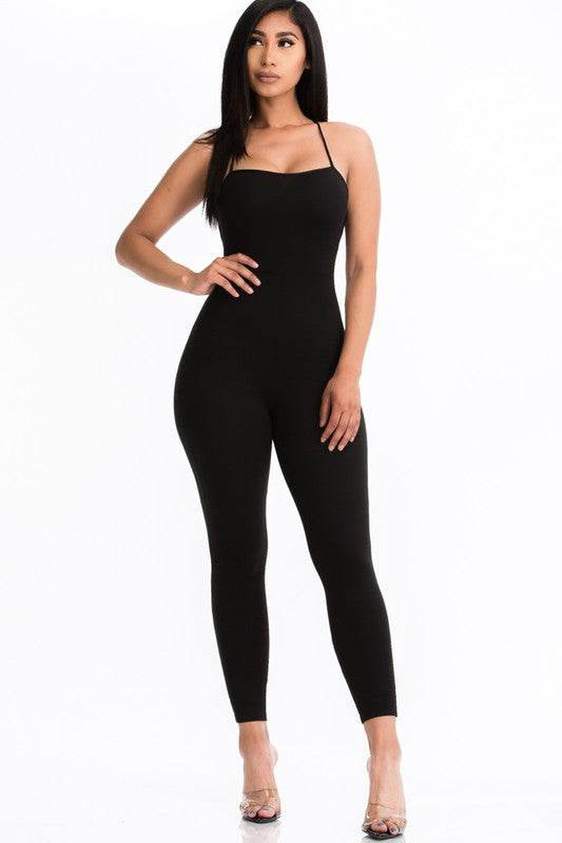 Stylish Criss-Cross Open Back Bodycon Jumpsuit for Effortless Elegance