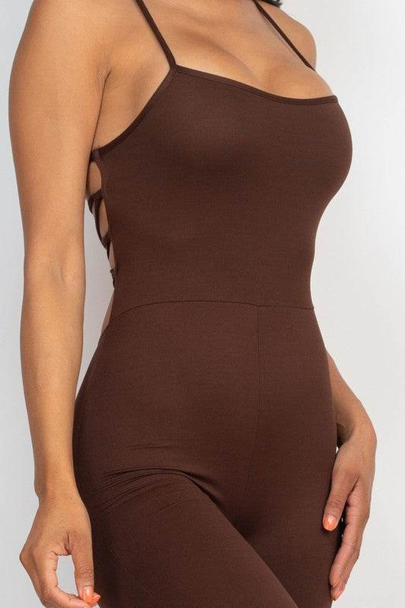 Stylish Criss-Cross Open Back Bodycon Jumpsuit for Effortless Elegance