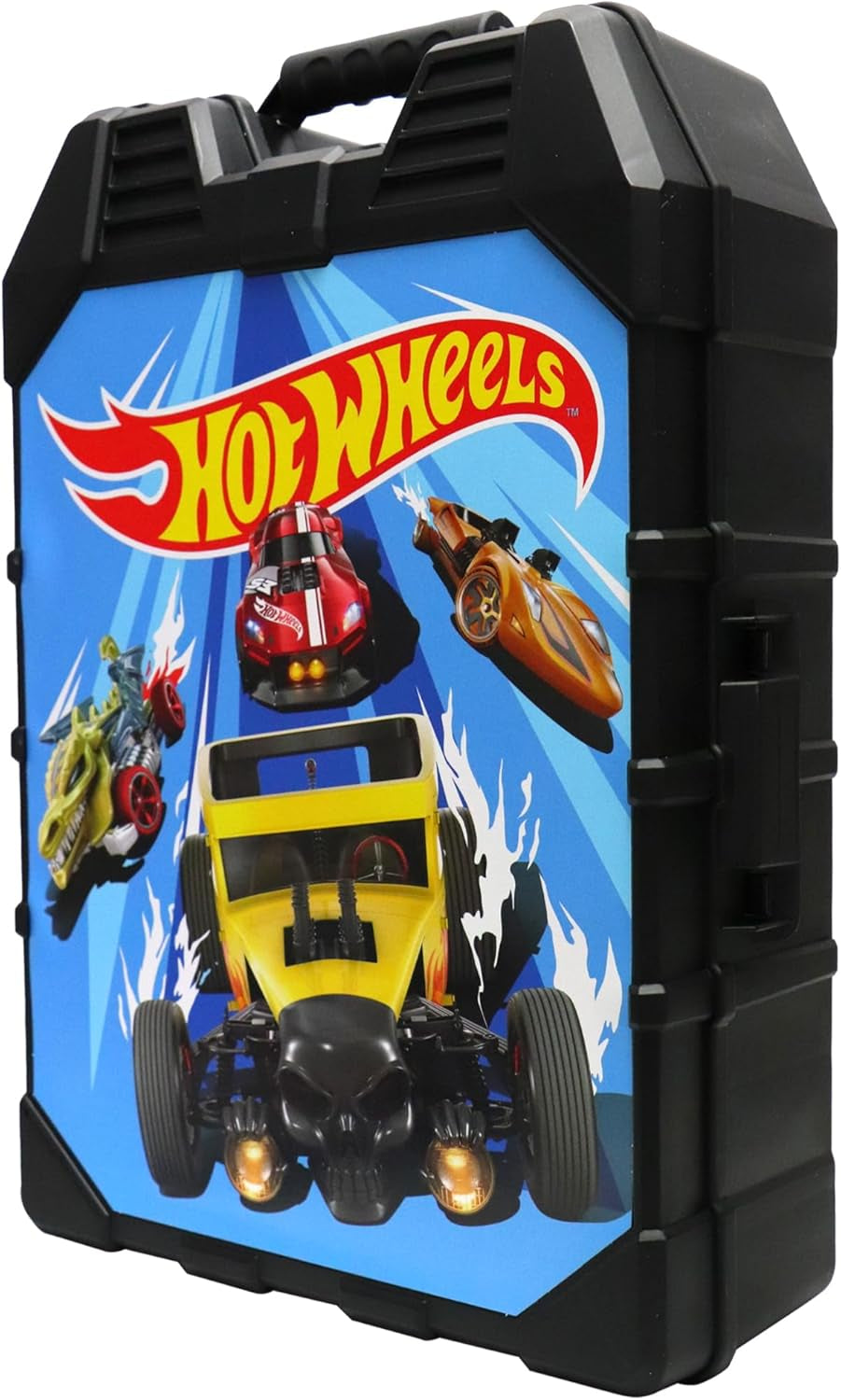 Hot Wheels 48-Car Storage Case - Sturdy Plastic Organizer with Handle for 1:64 Scale Die-Cast Vehicles, Ideal for Kids' Travel and Display