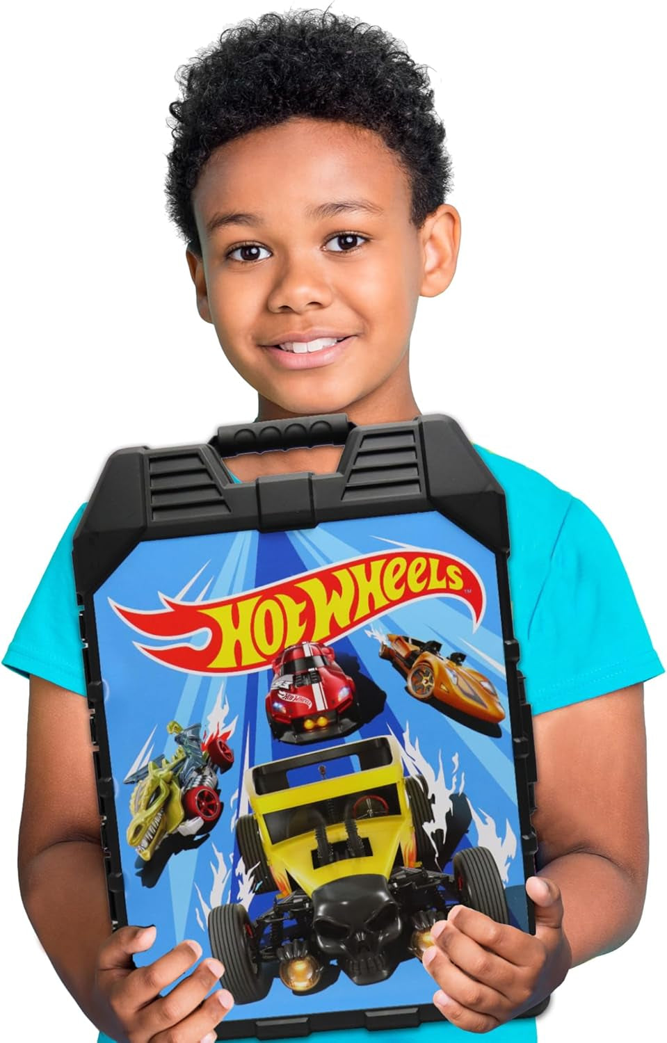 Hot Wheels 48-Car Storage Case - Sturdy Plastic Organizer with Handle for 1:64 Scale Die-Cast Vehicles, Ideal for Kids' Travel and Display