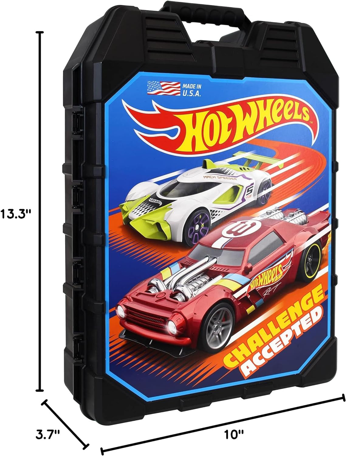 Hot Wheels 48-Car Storage Case - Sturdy Plastic Organizer with Handle for 1:64 Scale Die-Cast Vehicles, Ideal for Kids' Travel and Display