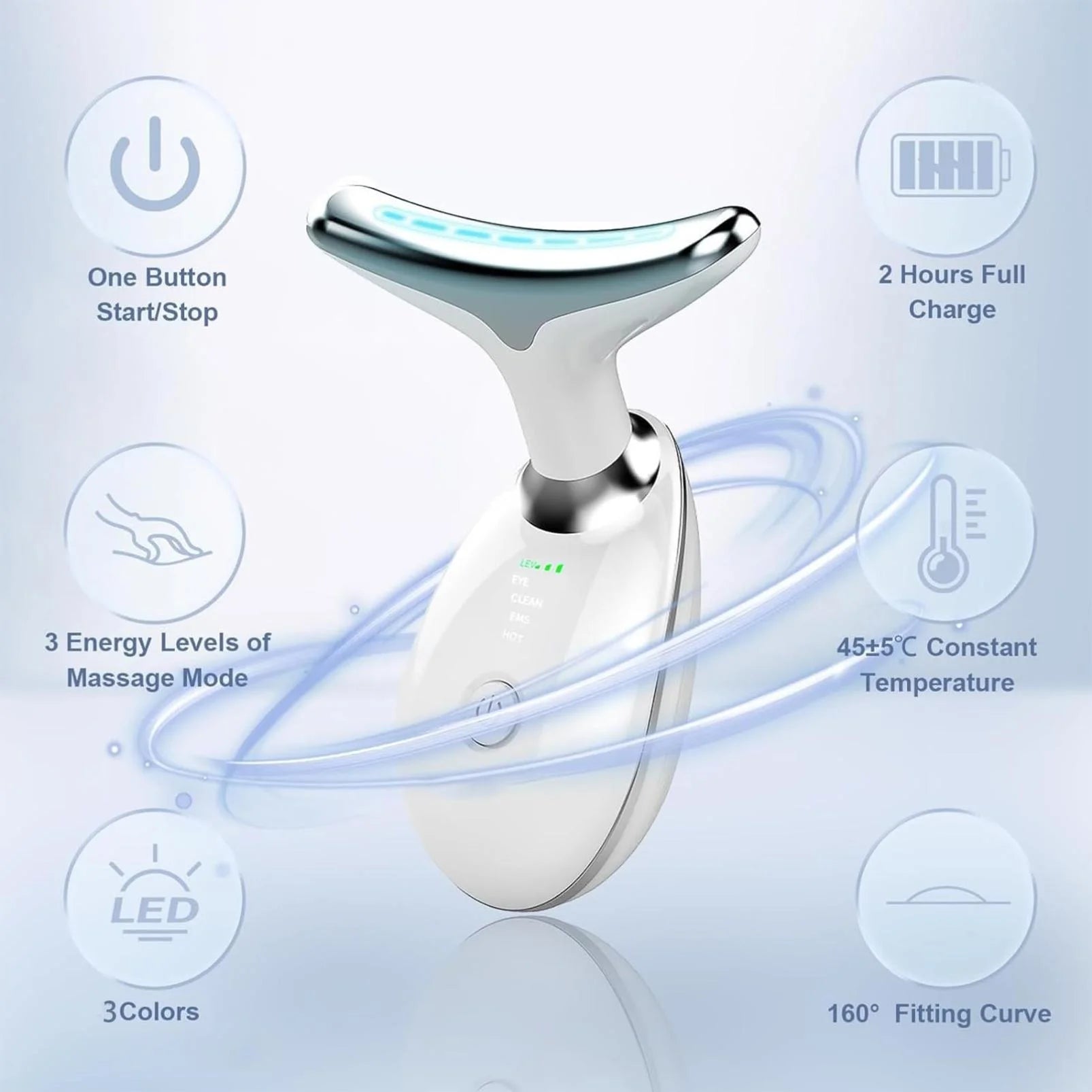 Wavy Chic Beauty Microcurrent Facial Device, Multifunctional Facial Skin Care Massager with 7 Color Massage Modes, 2024 Best Electric Neck Face Lifting Massager, Reduce Fine Lines Wrinkles(Black)