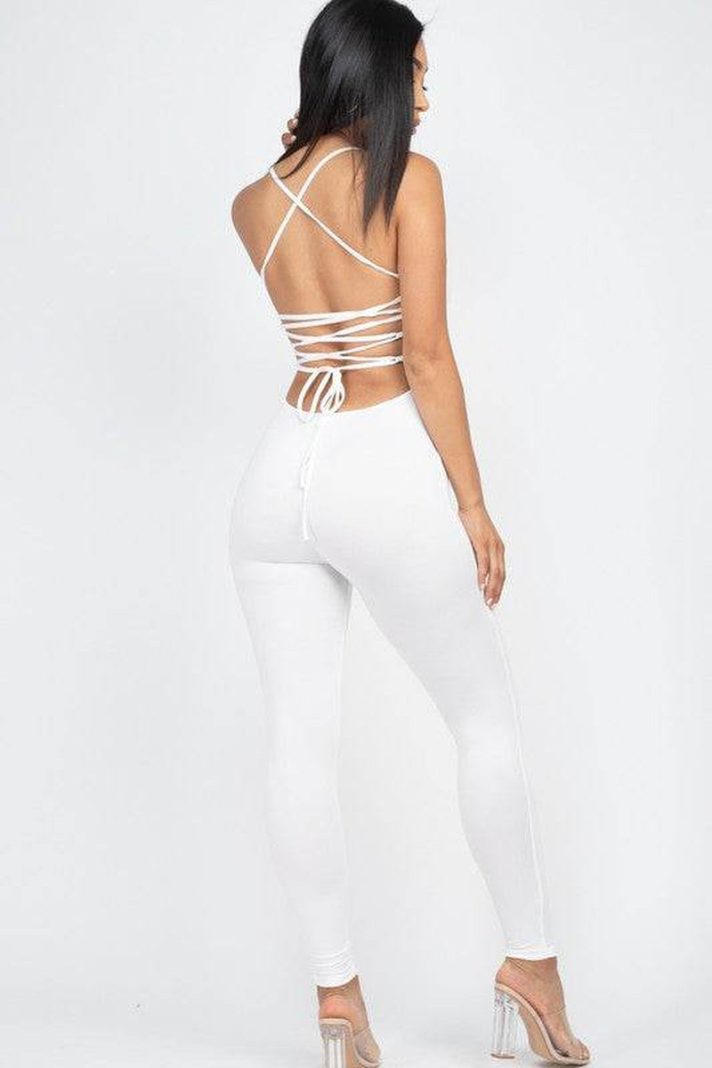 Stylish Criss-Cross Open Back Bodycon Jumpsuit for Effortless Elegance
