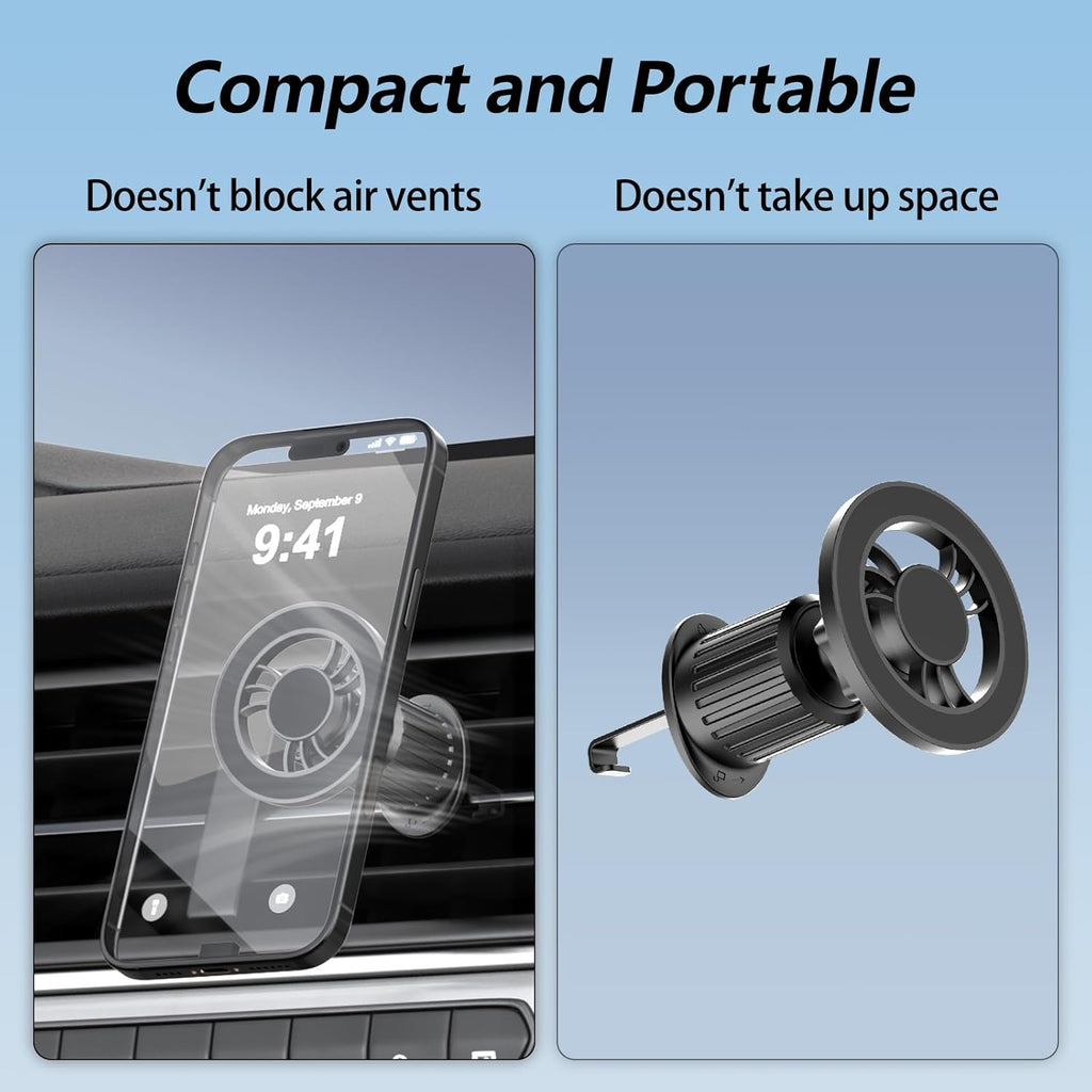 MagSafe Car Mount with 360° Flexible Rotation and 20X Strong Magnets, Upgraded Metal Hook, Hands-Free Phone Holder Compatible with iPhone 16/15/14/13/12 Series, Black