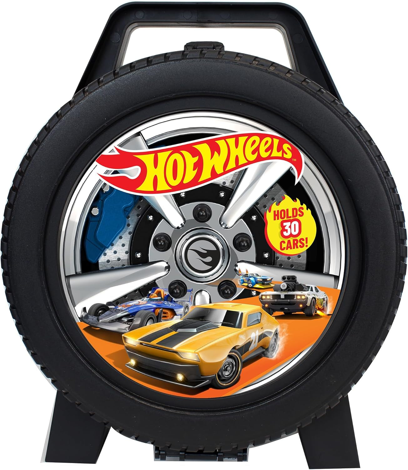 Hot Wheels 48-Car Storage Case - Sturdy Plastic Organizer with Handle for 1:64 Scale Die-Cast Vehicles, Ideal for Kids' Travel and Display