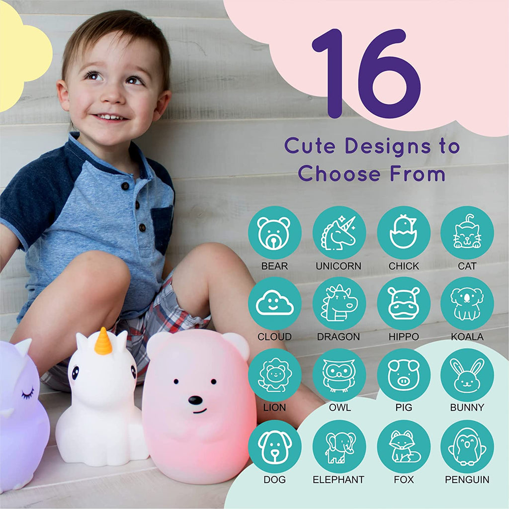 Lumipets Remote Control Silicone Night Light for Kids - Puppy Dog Design with 9 Soft Colors & Sleep Timer - Rechargeable, Battery-Operated Lamp for Bedroom | Baby Nursery, Toddler, Girls, Boys