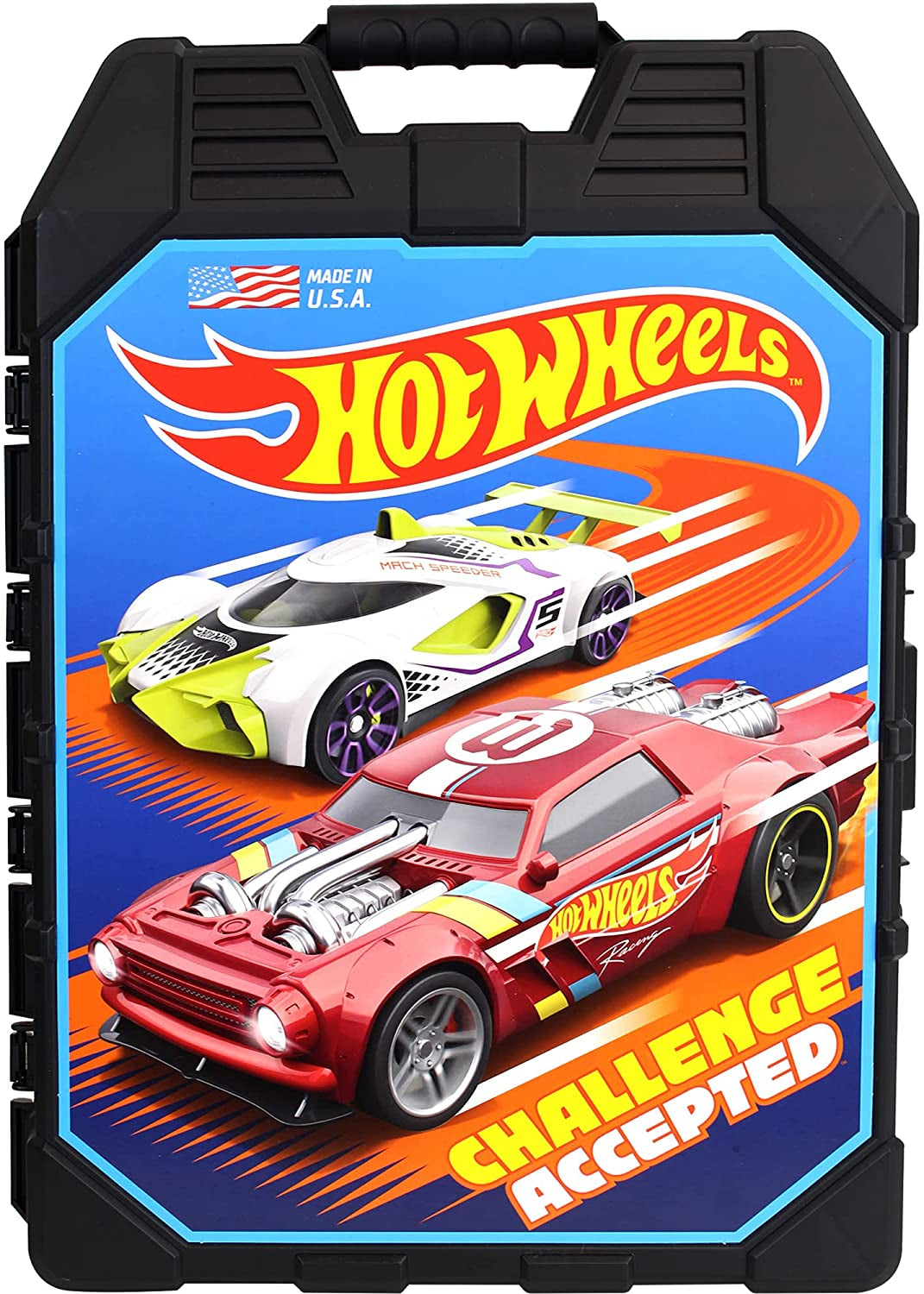 Hot Wheels 48-Car Storage Case - Sturdy Plastic Organizer with Handle for 1:64 Scale Die-Cast Vehicles, Ideal for Kids' Travel and Display