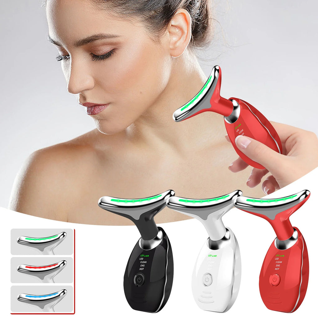 Wavy Chic Beauty Microcurrent Facial Device, Multifunctional Facial Skin Care Massager with 7 Color Massage Modes, 2024 Best Electric Neck Face Lifting Massager, Reduce Fine Lines Wrinkles(Black)