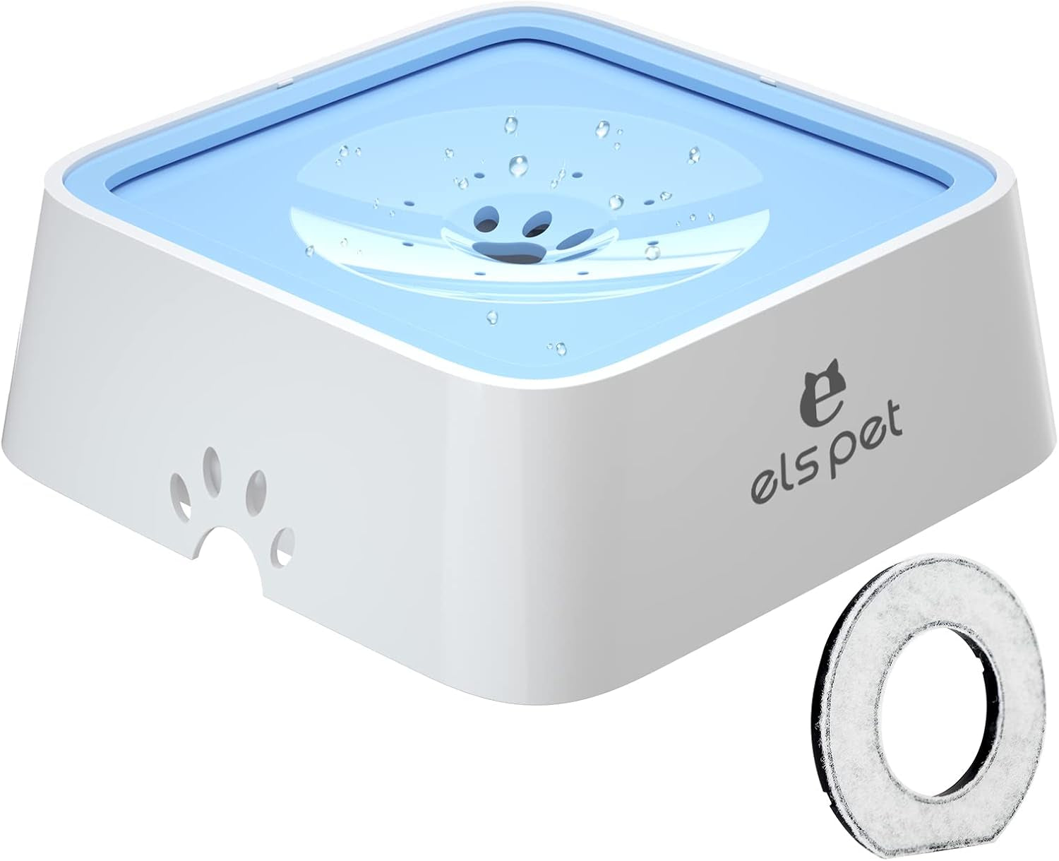 ELS PET Travel Bowl, No Spill, No Drip Slow Water Feeder/Dispenser for Dogs, Cats, 35Oz/1L (Grey)
