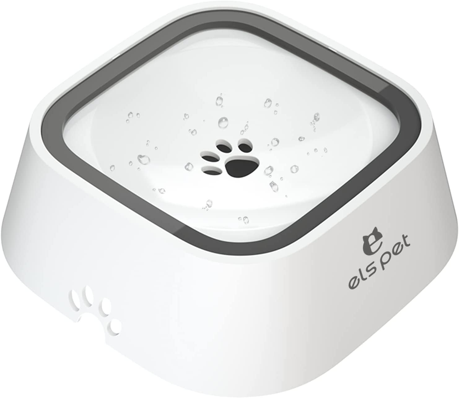 ELS PET Travel Bowl, No Spill, No Drip Slow Water Feeder/Dispenser for Dogs, Cats, 35Oz/1L (Grey)