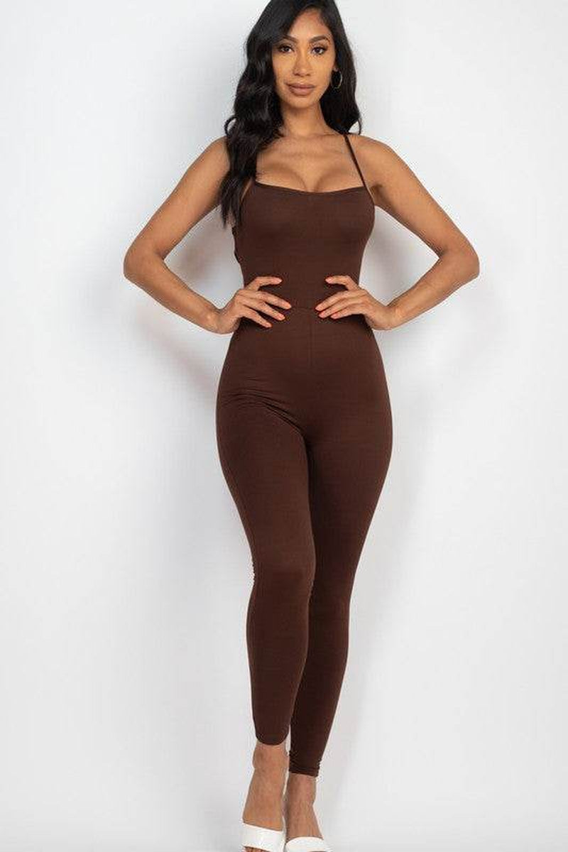 Stylish Criss-Cross Open Back Bodycon Jumpsuit for Effortless Elegance