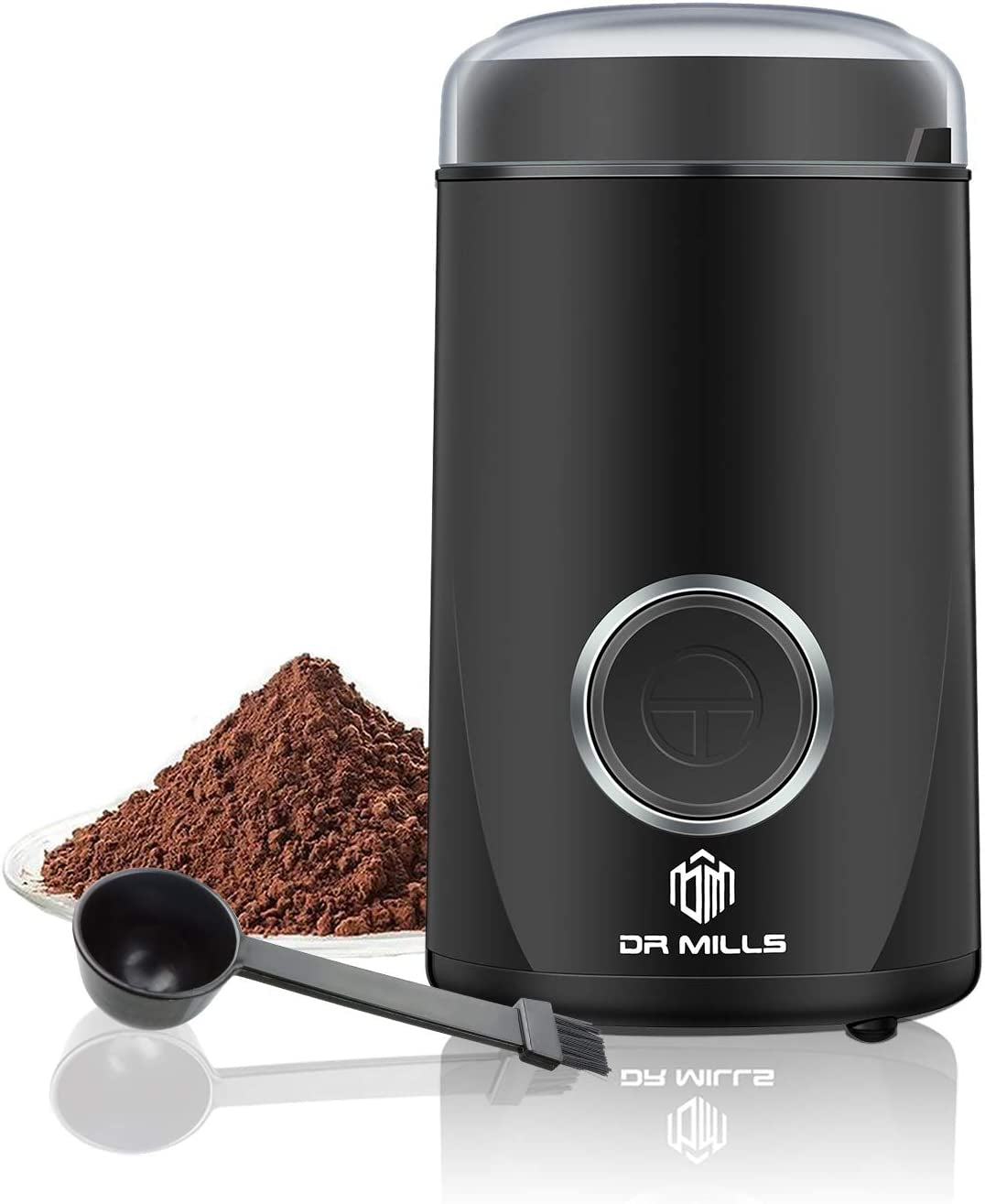 DR MILLS DM-7441 Electric Coffee and Spice Grinder with One-Touch Operation, SUS304 Stainless Steel Blade and Cup (Black)