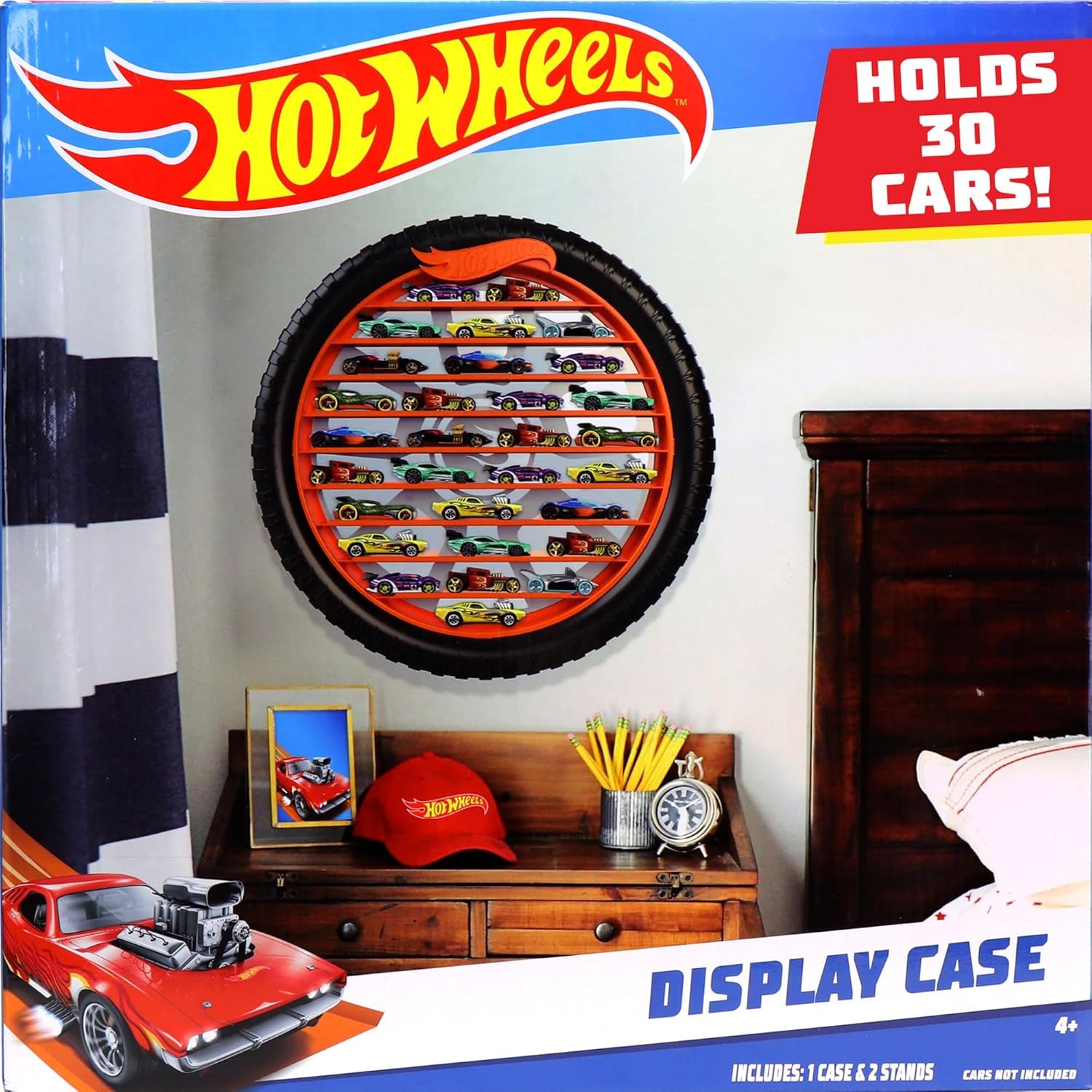 Hot Wheels 48-Car Storage Case - Sturdy Plastic Organizer with Handle for 1:64 Scale Die-Cast Vehicles, Ideal for Kids' Travel and Display