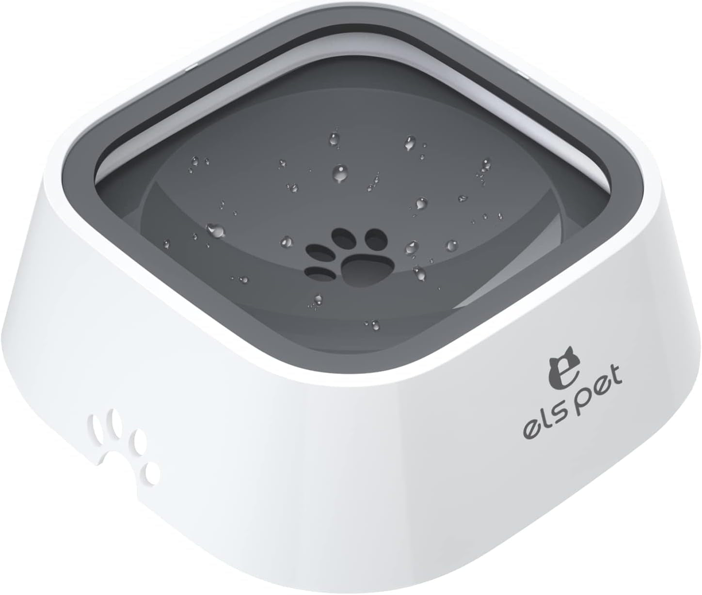 ELS PET Travel Bowl, No Spill, No Drip Slow Water Feeder/Dispenser for Dogs, Cats, 35Oz/1L (Grey)