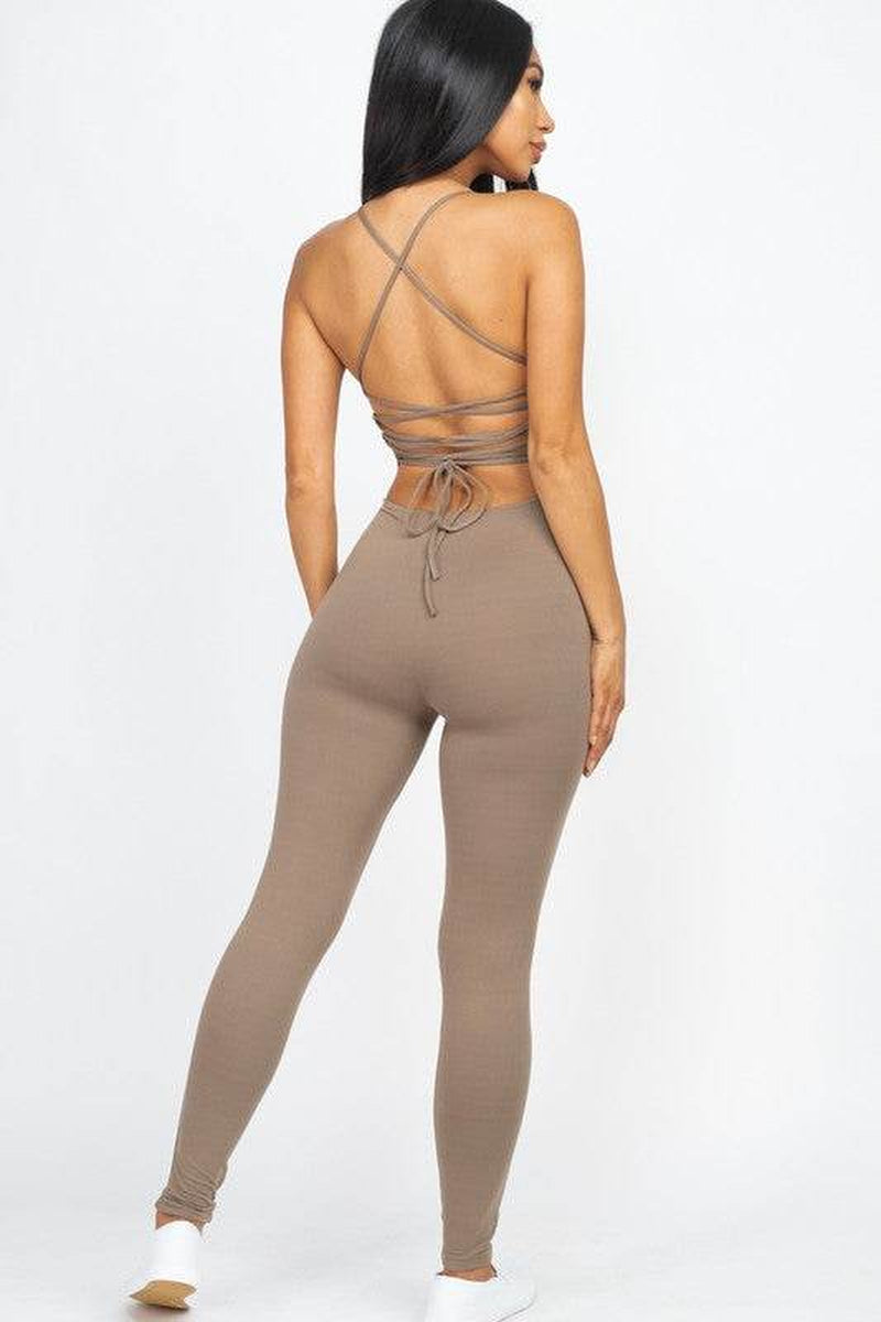 Stylish Criss-Cross Open Back Bodycon Jumpsuit for Effortless Elegance